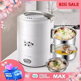 Mua  HÀNG NHẬP KHẨU  Hộp cơm điện 3 tầng hình trụ tiện lợi cho Văn Phòng