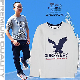 ÁO THUN DÀI TAY BÉ TRAI CATRIO in ĐẠI BÀNG màu TRẮNG là áo phông trẻ em từ 5 tuổi 6T 9T 12 tuổi 20kg .. 23 32 50kg vải 100% cotton an toàn, thuộc BST quần áo trẻ em mùa thu đông CATRIO + quần dài cotton thành bộ đồ thu đông bé trai đẹp
