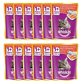 Combo 12 Gói Thức Ăn Cho Mèo Lớn Whiskas Vị Cá Thu & Cá Hồi (85g)