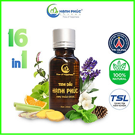 Tinh Dầu Hạnh Phúc 20ml, 100% Thiên Nhiên - Hương Chanh, Sả, Thông, Quế, Tràm Gió - Xông Mũi, Thơm Phòng, Đuổi Muỗi