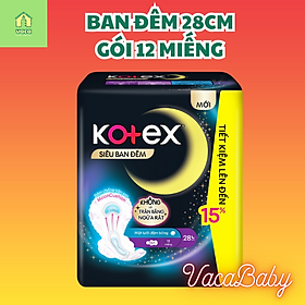 Combo 2 Băng Vệ Sinh Kotex Ban Đêm Đệm Sau 28cm (12 miếng/Gói)