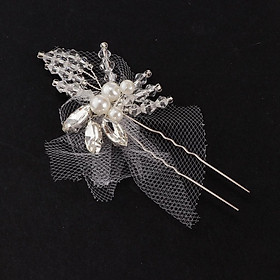 Elegant Pearls Rhinestone Mesh Hair Pin Hairpin Wedding Bridal Headdress
