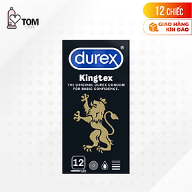 [Hộp 12 cái] Bao cao su Durex Kingtex - Size nhỏ 49mm, ôm sát 