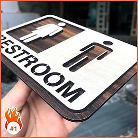 Mua Bảng toilet gỗ dán tường - Bảng biển chỉ dẫn khu vực toilet/restroom/WC