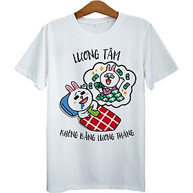 Áo Thun Nam In Lương Tâm Không Bằng Lương Tháng ASFU248 - Trắng