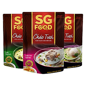 Combo 3 Gói Cháo Tươi SG Food Vị Lươn, Cá Lóc Và Sườn Non (270g / Gói)