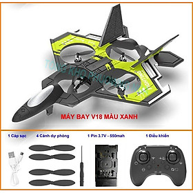 Máy bay điều khiển từ xa V18  Đồ chơi điều khiển từ xa cho bé - Pin sạc, 4 động cơ bền bỉ, có đèn led ban đêm