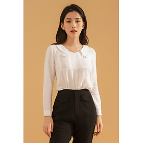 Áo sơ mi nữ công sở GUMAC thiết kế cách điệu cổ V trẻ trung tay dài chất liệu cotton 100% mát mẻ thoáng mát ngày hè AA716
