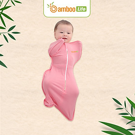 Nhộng chũn Quấn chũn sợi tre Bamboo Life BL069 hàng chính hãng cho bé Túi ngủ cho bé giúp bé ngủ sâu chống giật mình  - S - Hồng