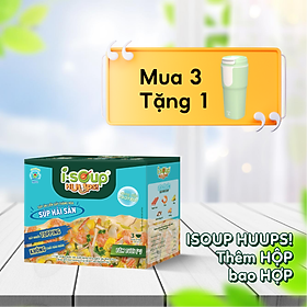 Súp Hải Sản Ăn Liền ISOUP HUUPS Ngon,Dinh Dưỡng,Tiện Lợi (Hộp X 3 Viên) - Súp Ăn Liền Sấy Thăng Hoa