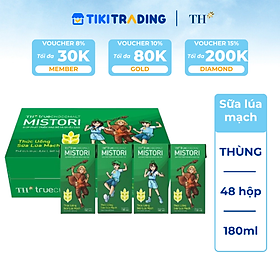 Thùng 48 Hộp Thức uống sữa lúa mạch TH true CHOCOMALT MISTORI 180ml