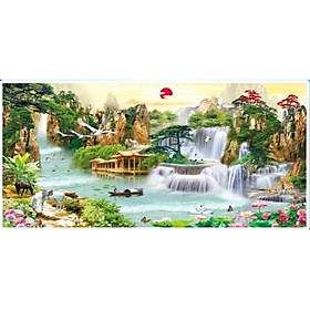 Tranh đính đá Lưu thủy sinh tài - LV300