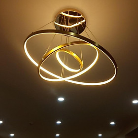 Đèn trần - đèn trang trí phòng khách TEMPO 3 vòng to 40x60x80cm 3 chế độ màu ánh sáng có điều khiển từ xa