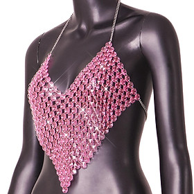 Belly Dance Crop Tops Women Cami Top Sparkly Fashionable Halter Top Backless Tank Tops for Carnivals Beach Stage Performance Party Halloween
