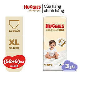 Thùng 3 gói Tã/ Bỉm quần Huggies Skin Perfect M/L/XL/XXL Super Jumbo Với 2 Vùng Thấm Giảm Kích Ứng Da