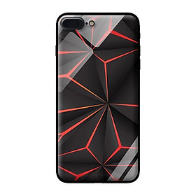 Ốp lưng kính cường lực cho iPhone 7 Plus Họa Tiết Đỏ Đen - Hàng chính hãng