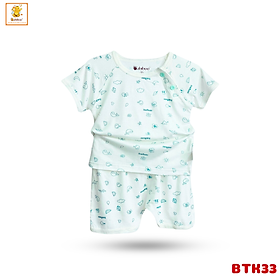 Đồ bé gái, bé trai Babiboo bộ cộc tay họa tiết, vải visco mềm mịn mát -BTK33