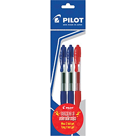 Combo Pilot 03  2 Bút Gel G-2 Mực Xanh  1 Bút Gel G-2 Mực Đỏ