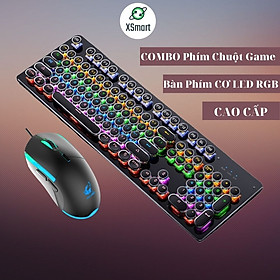 Mua Combo bàn phím cơ gaming XSmart và chuột máy tính chơi game T907+V7 LED đổi màu RGB - Hàng Chính Hãng