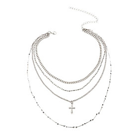Women's Charm Cross Pendant Choker Alloy Clavicle Chain Necklace