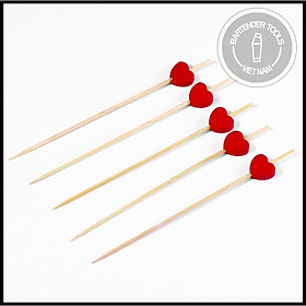 Mua Tăm xiên decor cocktail hạt tim đỏ ( túi 100 cái )