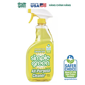 Nước tẩy rửa đa năng hương chanh Simple Green Lemon Scent All-Purpose Cleaner, lau sạch bụi bẩn, vết ố, dầu mỡ và các vết bẩn cứng đầu, chai xịt 710mm