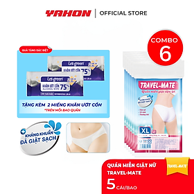 [Tặng 2 Khăn Ướt Cồn/Bao] Bao Quần Lót Dùng 1 Lần Nữ TRAVEL-MATE 5 Cai/Bao | Đã Giặt Sạch, An Toàn, Tiện Lợi