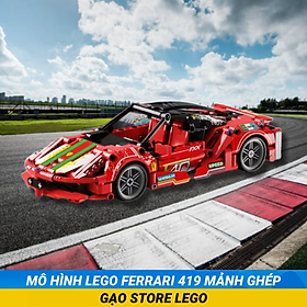 (419 Chi Tiết) Đồ Chơi Lắp Ráp Mô Hình Siêu Xe Ferrari Chạy Đà Cót Kéo Lùi