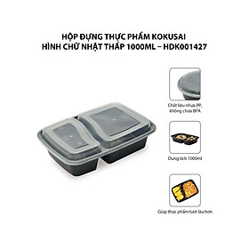 Hộp đựng thực phẩm Kokusai hình chữ nhật thấp 1000ml, dùng được cho lò vi sóng – HDK001427 - Hàng chính hãng