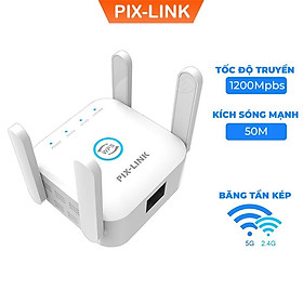 Bộ kích sóng Wifi 5G PIX-LINK LV- AC24 Pro Tần Số Kép AC 1200 Khả Năng Xuyên Tường Mạnh Mẽ, Mở Rộng Vùng Phủ Sóng Thêm 50m Cực Khỏe - Hàng Chính Hãng/ hàng Nhập Khẩu