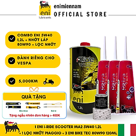 (Nhập khẩu) Combo Eni Scooter MA2 5W40 1.2L + Lọc nhớt + Nhớt láp Eni 80W90 (Vespa/Piaggio)