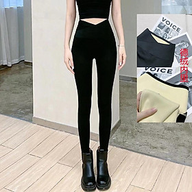 Quần Legging Cạp Cao Chéo Lót Lông Mùa Đông Nâng Ôm Mông Dấu Bụng được may bang tay Hàng Loại 1 KALAA