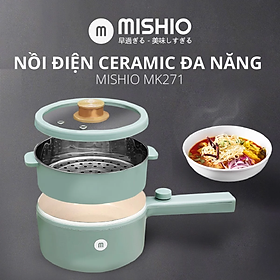 Nồi điện ceramic Mishio MK271 nấu lẩu, mỳ, canh, súp dễ dàng - Hàng chính hãng