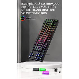 Mua Bàn phím giả cơ SHIPADOO K87 đèn led 7 màu thiết kế kiểu dáng phím mini size vô cùng nhỏ gọn - Hàng Chính Hãng