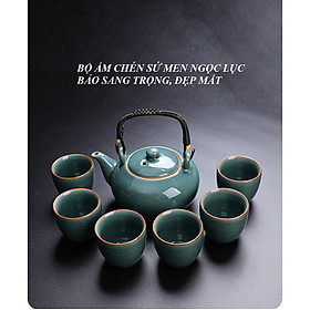Mua Bộ ấm chén sứ pha trà đạo men ngọc lục bảo sang trọng