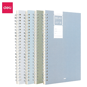 Sổ Lò Xo Kép A5 Deli - Sổ Gáy Xoắn 120 Trang Giấy Kẻ Ngang Chống Lóa - Sổ Tay Tập Vở Học Sinh Ghi Bài Takenote Planner