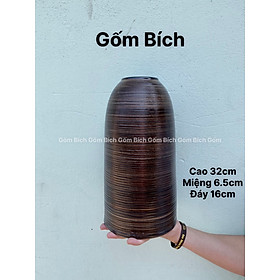 Bình Hoa Lọ Hoa Dáng Chuông Nhỡ Men Mộc Vẽ Tay Cắm Hoa Đào Lựu Tuyết Mai Đẹp Gốm Sứ Bát Tràng