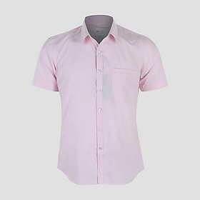 Áo sơ mi nam Novelty ngắn tay trơn màu hồng nhạt NSMMMNMTCR191277N