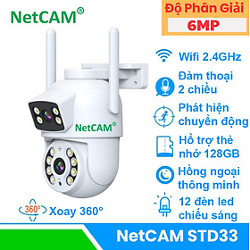 Mua Camera Ngoài Trời NetCAM STD33  Quay Quét 360 độ  có Ống Kính Kép với Độ phân giải Siêu Nét 6MP - Hàng Chính Hãng
