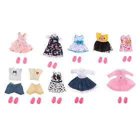 Sweet Girl Doll T-Shirt Clothes Shoes Kit for 1/12  Matching Outfits DIY