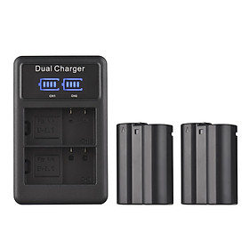 EN-EL15 Battery & Charger Kit 2pcs 7.4V 2550mAh Battery + 1pc  Dual Channel Battery Charger LED Screen Display for Nikon