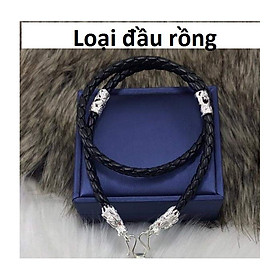 Vòng đeo cổ dây da bọc bạc để đeo mặt dây chuyền