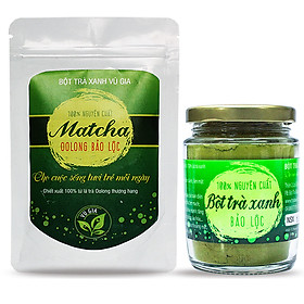 Matcha Oolong Sấy Lạnh 50g Và Bột Trà Xanh 100g Nguyên Chất Bảo Lộc Vũ Gia