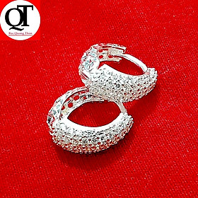 Bông tai nữ đeo sát tai 100 chất liệu bạc thật không xi mạ trang sức Bạc Quang Thản - QTBT1