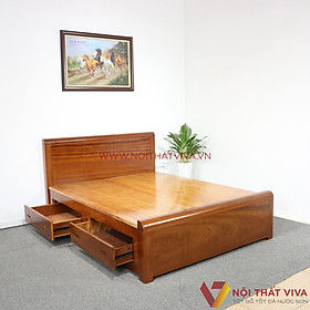 Mua Giường Ngủ Gỗ Xoan Đào Có Ngăn Kéo Vạt Phản Màu Cánh Gián Giá Rẻ