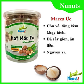 Hạt macca nứt vỏ Úc, đã sấy giòn, ăn liền, nguyên vị Nunuts hũ 250g