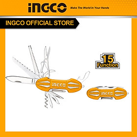 Bộ dao phượt đa năng bỏ túi 15 chức năng INGCO HMFK8158 dao sinh tồn đồ phượt cắt gọt khui nước ngọt cưa gỗ vặn vít