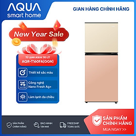 [SẢN PHẨM MỚI 2025] Tủ lạnh AQUA 130 lít ngăn đá trên AQR-T160FA(GGN) - Màu Be hồng - Freeship toàn quốc - Bảo hành 2 năm - Hàng chính hãng