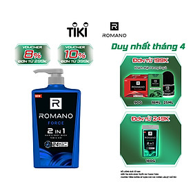 Tắm gội 2 trong 1 Romano Force mạnh mẽ tự tin phiên bản Deluxe nhanh chóng tiện dụng 650gr