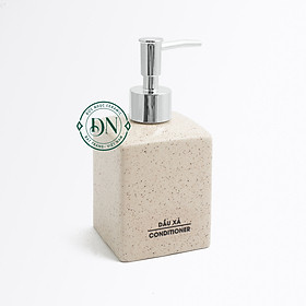 Mua (350ml) Bình đựng dầu gội  sữa tắm  dầu xả  rửa tay bằng sứ Bát Tràng cao cấp - dáng vuông màu trắng chấm cát